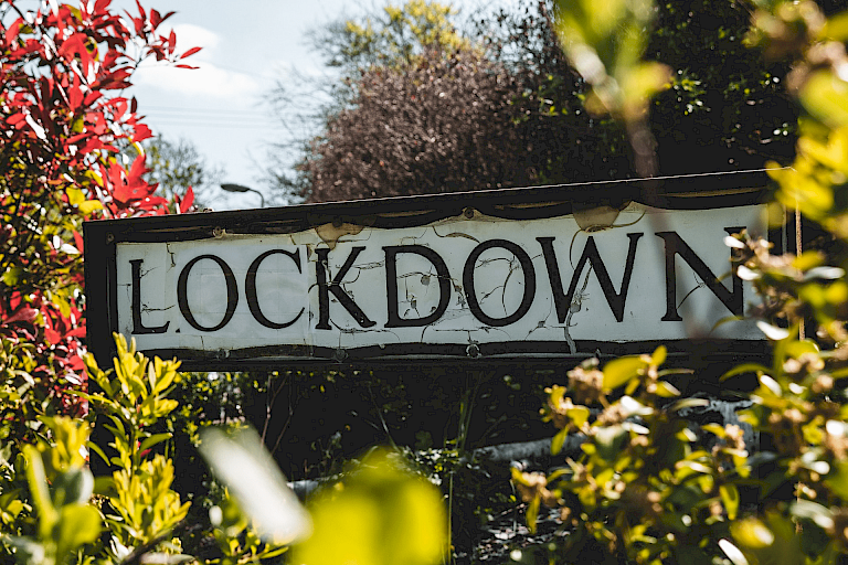 Signpost saying lockdown